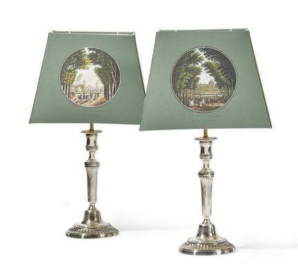 PAIR OF CANDLESTICKS in silver plated metal with t
