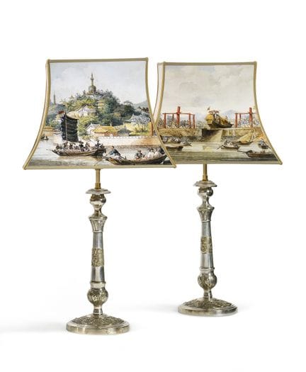 PAIR OF SILVER PLATED BALUSTER-SHAPED CANDLESTICKS