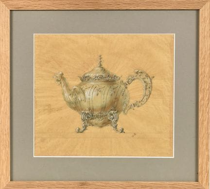 TEAPOT, decorated with a crowing rooster forming t