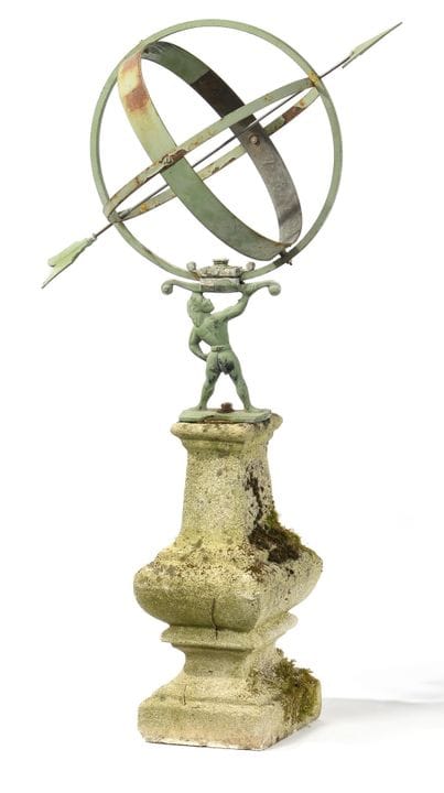 OROLOGIO SOLARE ARMILLARE, 
In ferro laccato, sorr
