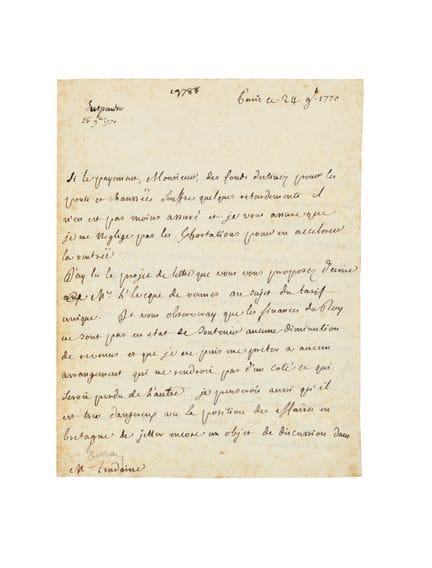 TERRAY (Joseph-Marie). Lettre autographe signée en