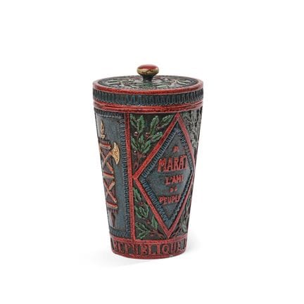 POT A TABAC couvert en bois sculpté polychrome de 
