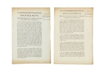 [CADOUDAL (Georges)]. — Signalemens de plusieurs i
