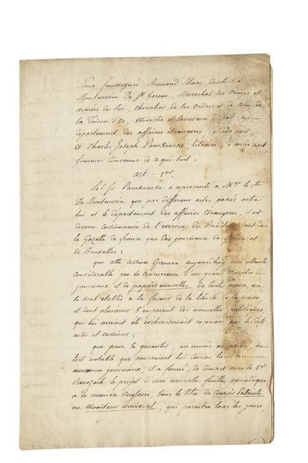MONTMORIN (Armand-Marc de). Une pièce signée en qu