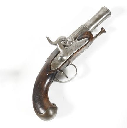PISTOLET À SILEX DE CARROSSE, TRANSFORMÉ À PERCUSS