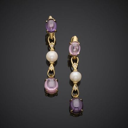 Paire de pendants d'oreille en or jaune 750 milliè