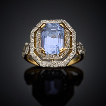 Bague en or jaune et gris 750 millièmes, le chaton