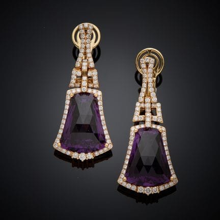 Paire de pendants d'oreille articulés en or rose 7