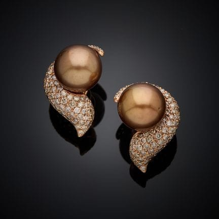 Paire de boutons d'oreille en or rose 750 millième