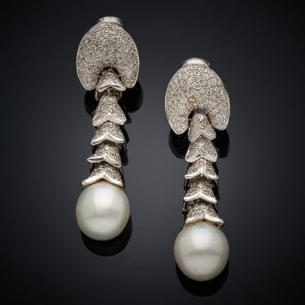 Paire de pendants d'oreille en or gris 750 millièm