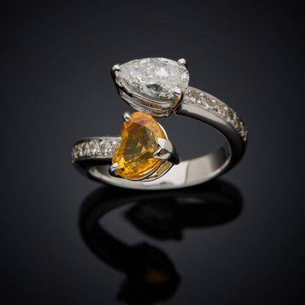 Bague Toi et Moi en or gris 750 millièmes, présent