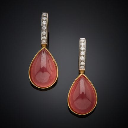 Paire de pendants d'oreille en or jaune 750 milliè