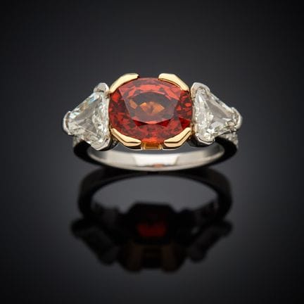 Bague en or gris et rose 750 millièmes, sertie d'u