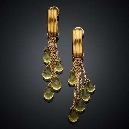 Paire de pendants d'oreille en or jaune 750 milliè