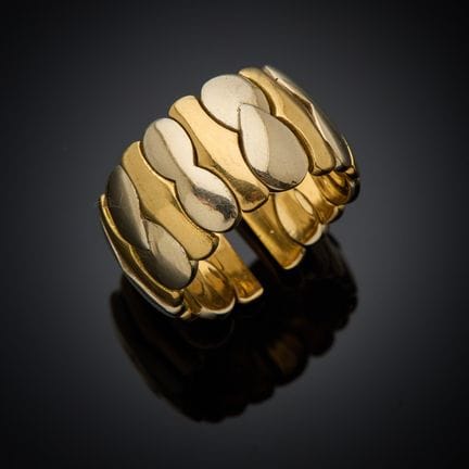 Bague bandeau en or jaune et gris 750 millièmes, à