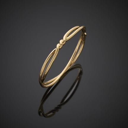Bracelet jonc en or jaune 750 millièmes, figurant 
