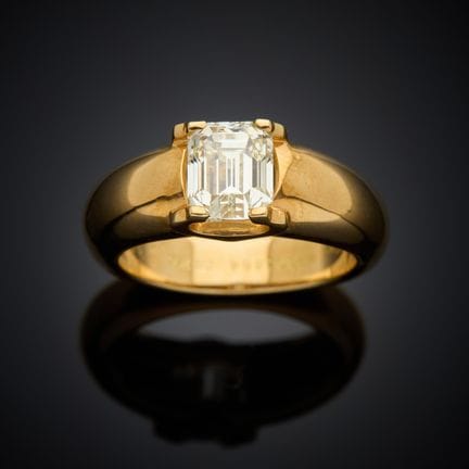 CARTIER.
Bague solitaire en or rose 750 millièmes,
