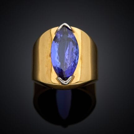Bague bandeau en or jaune et gris 750 millièmes, p