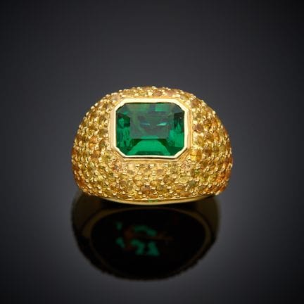 Bague dôme en or jaune 750 millièmes, la monture e