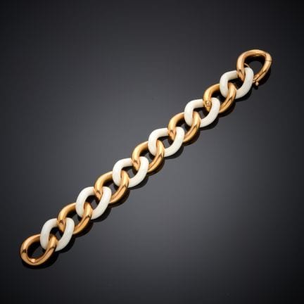 Large bracelet à maille gourmette alternant des ma