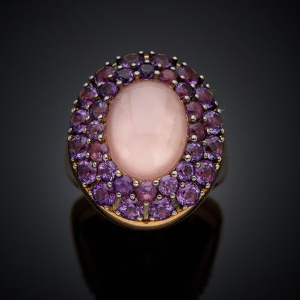 Bague en or rose 750 millièmes, présentant un cabo