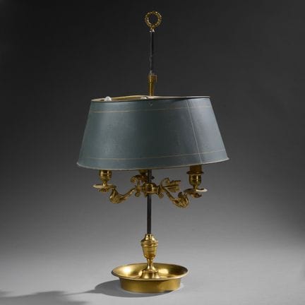 A three-arm hot-water bottle lamp made of chiseled