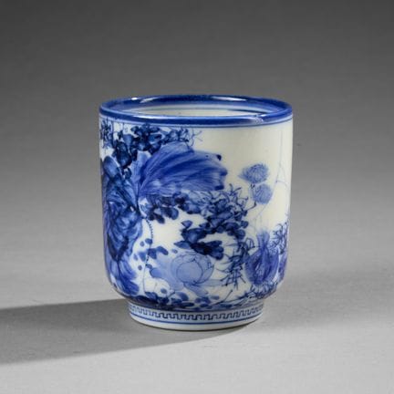CHINA.
Small porcelain cup with blue-and-white ena