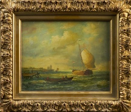 19th-century school.
Sailing ship flying the Dutch