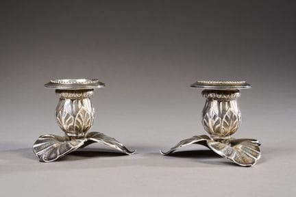 Pair of small 800-th Spanish silver candlesticks i
