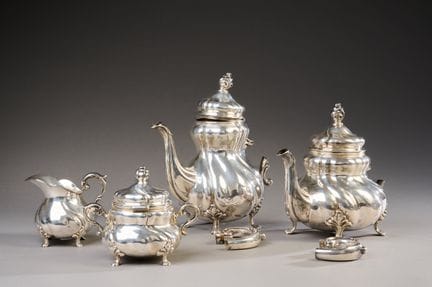 Foreign silver tea and coffee set, 800 thousandths