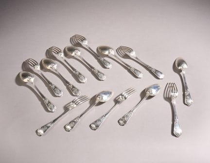 Seven large forks and spoons made of 950-thousandt