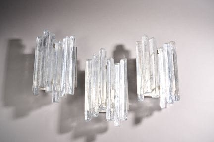 Set of three wall sconces, with chrome-plated meta