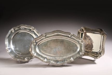 Set of three 950-thousandths silver dishes with sc