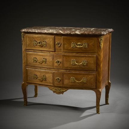 Chest of drawers with a curved front made of rosew