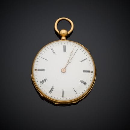 Montre de col en or jaune 750 millièmes, cadran ém