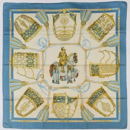 HERMÈS "Les Muserolles".
Silk twill scarf in shade