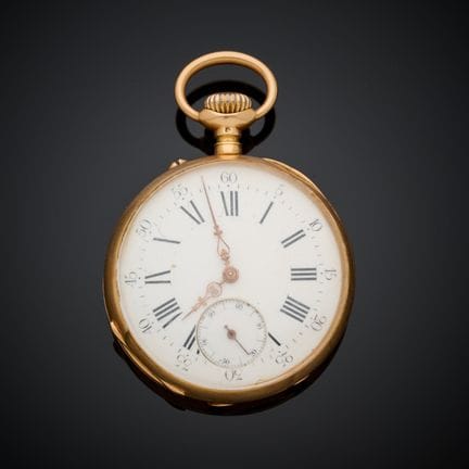Montre de poche en or jaune 750 millièmes, cadran 