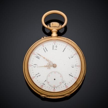 Montre de poche en or jaune 750 millièmes, cadran 