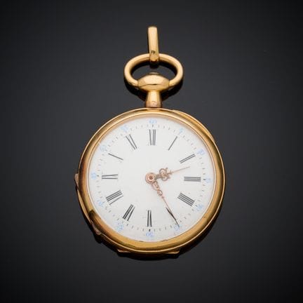 Montre de col en or jaune 750 millièmes, cadran ém