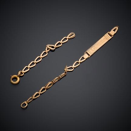 Bracelet gourmette en or rose 750 millièmes, gravé