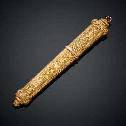 Druckbleistift aus 750er Gelbgold mit ziseliertem 