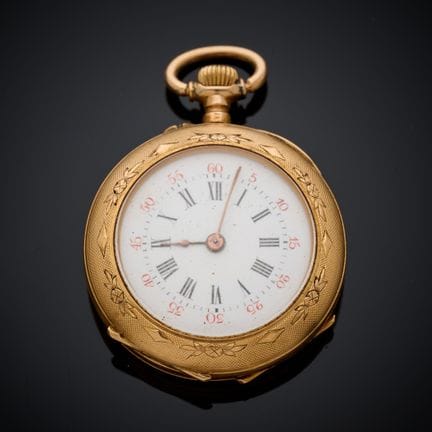 Montre de col en or rose 750 millièmes, cadran éma