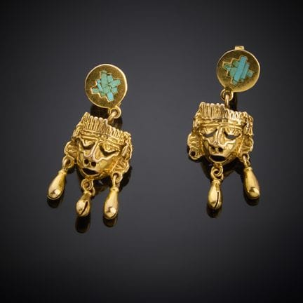 Paire de pendants d’oreille en or jaune 585 milliè