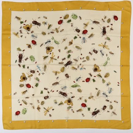 HERMÈS "The Insects."
Silk twill scarf in shades o