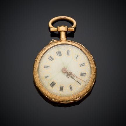 Montre de col en or jaune 750 millièmes, cadran ém
