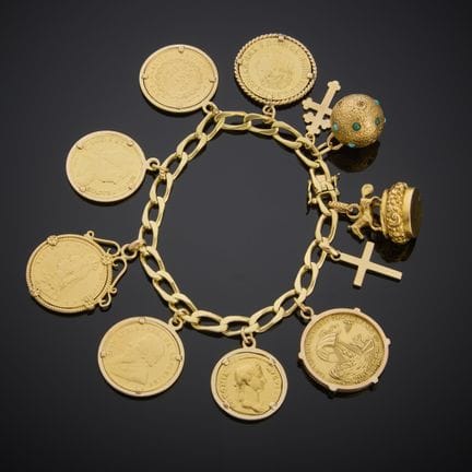 Bracelet en or jaune 750 millièmes, à maille gourm