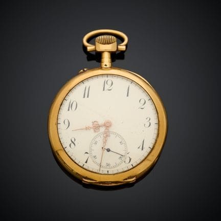 Montre de poche en or jaune 750 millièmes, cadran 