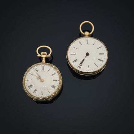 Ensemble de deux montres de col en or jaune 750 mi