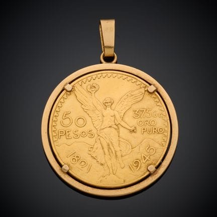 Pendentif en or jaune 750 millièmes, serti d'une p