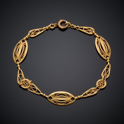 Bracelet en or jaune 750 millièmes, à maillons ova